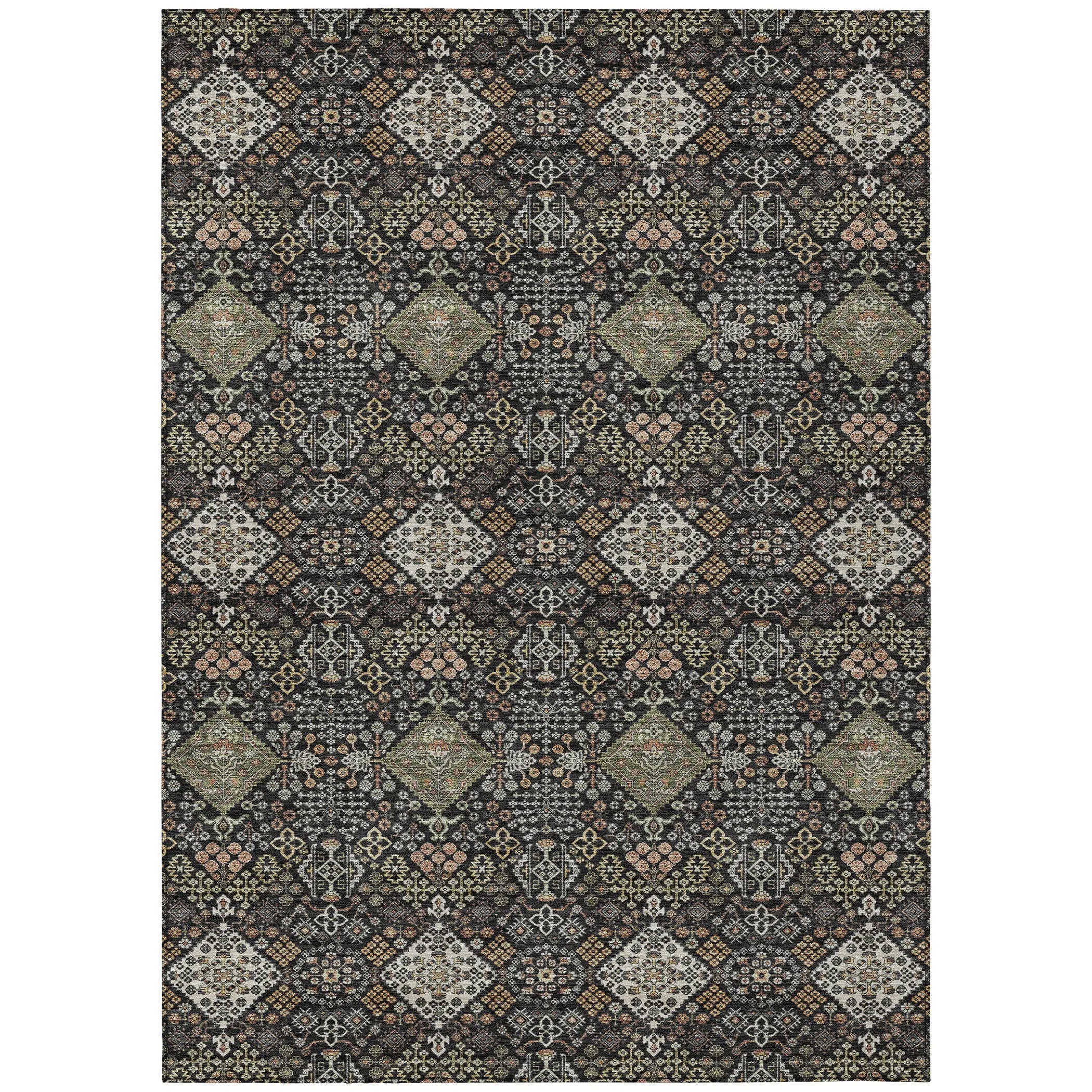 9' X 12' Black And Charcoal Geometric Washable Indoor Outdoor Area Rug Homeroots Outdoor