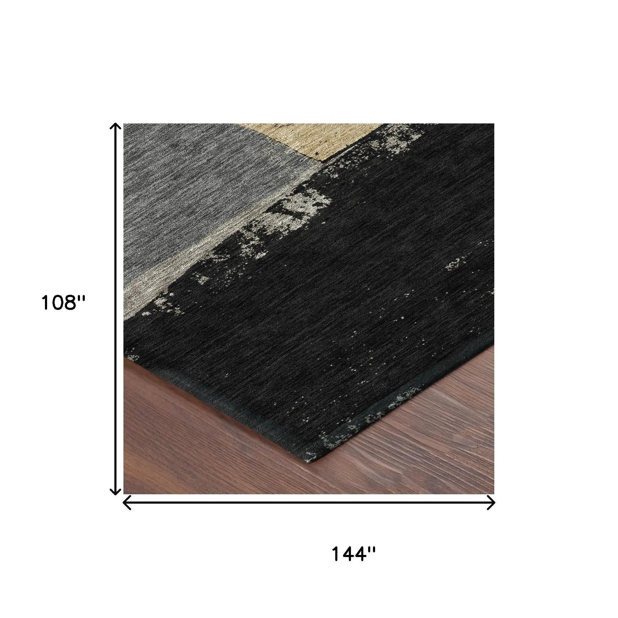 9' X 12' Black And Charcoal Geometric Washable Indoor Outdoor Area Rug Homeroots Outdoor