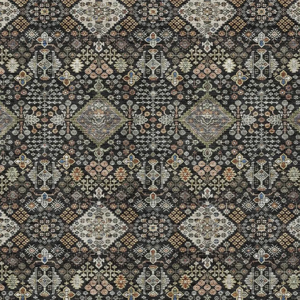 9' X 12' Black And Charcoal Geometric Washable Indoor Outdoor Area Rug Homeroots Outdoor