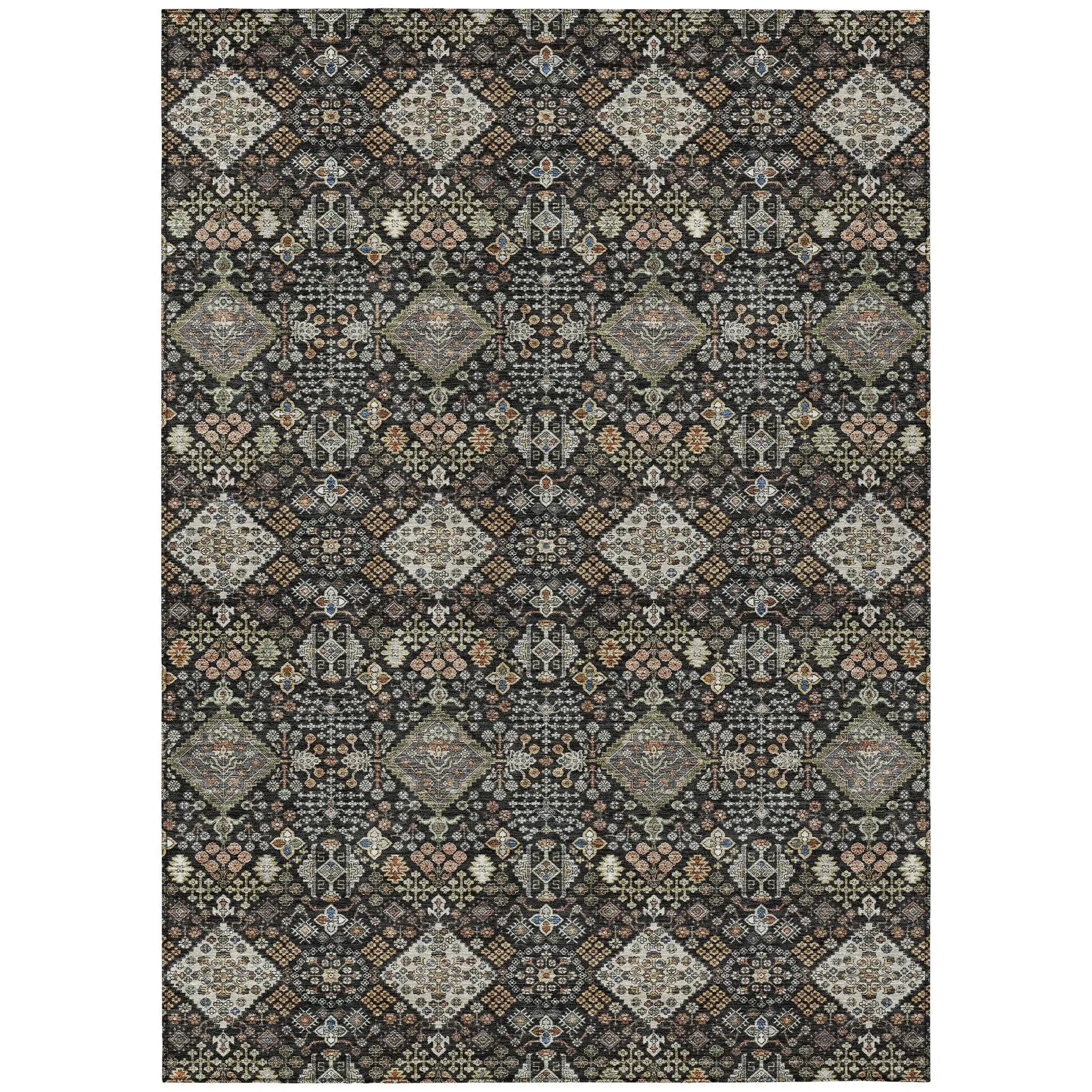 9' X 12' Black And Charcoal Geometric Washable Indoor Outdoor Area Rug Homeroots Outdoor