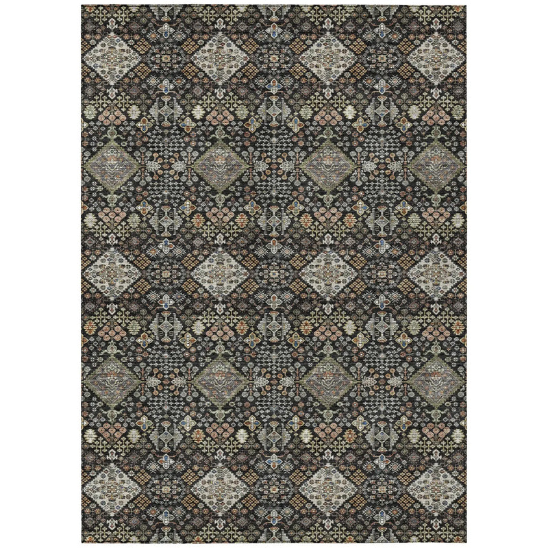 9' X 12' Black And Charcoal Geometric Washable Indoor Outdoor Area Rug Homeroots Outdoor
