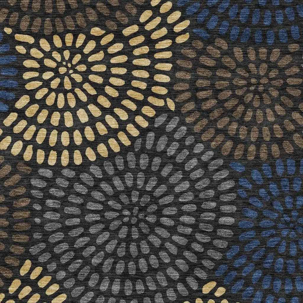 9' X 12' Black And Charcoal Geometric Washable Indoor Outdoor Area Rug Homeroots Outdoor