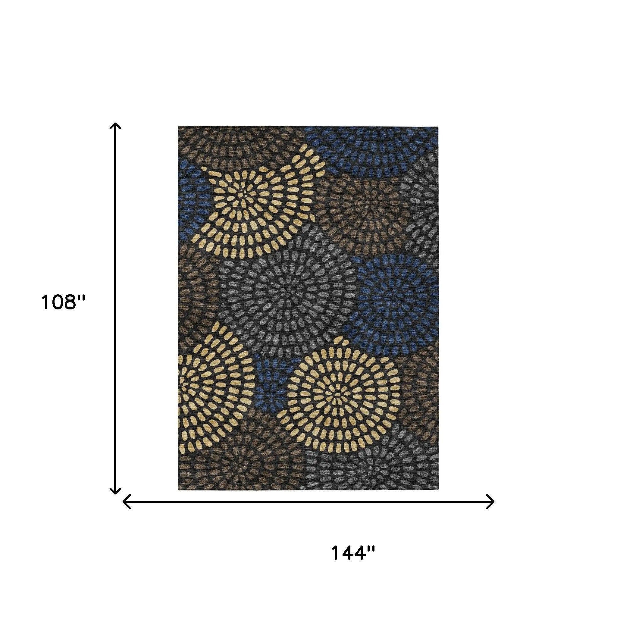 9' X 12' Black And Charcoal Geometric Washable Indoor Outdoor Area Rug Homeroots Outdoor