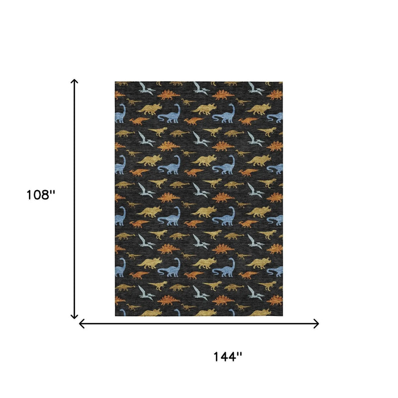 9' X 12' Black And Chocolate Geometric Washable Indoor Outdoor Area Rug Homeroots Outdoor
