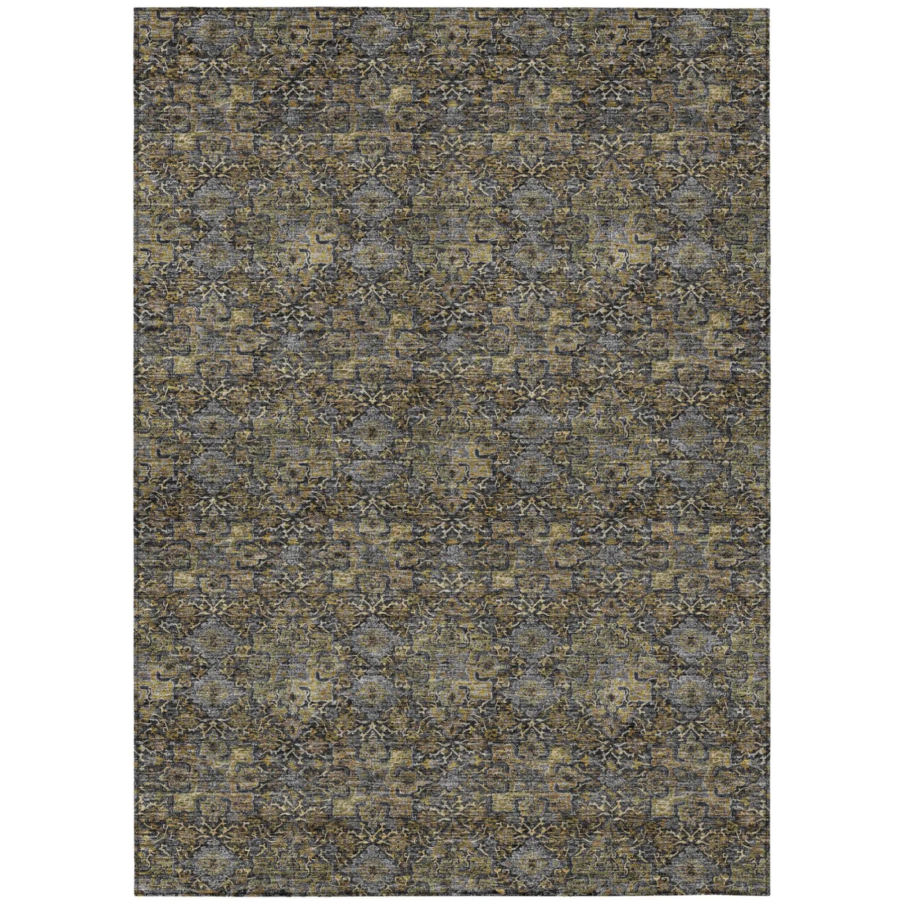 9' X 12' Black And Coffee Damask Washable Indoor Outdoor Area Rug Homeroots Outdoor