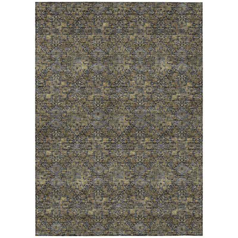 9' X 12' Black And Coffee Damask Washable Indoor Outdoor Area Rug Homeroots Outdoor