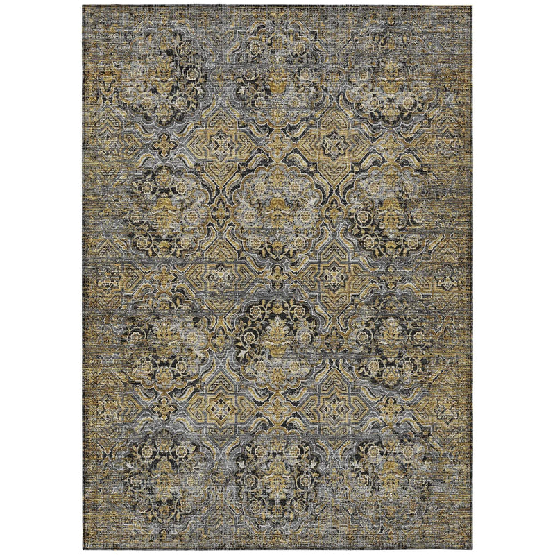 9' X 12' Black And Coffee Floral Washable Indoor Outdoor Area Rug Homeroots Outdoor