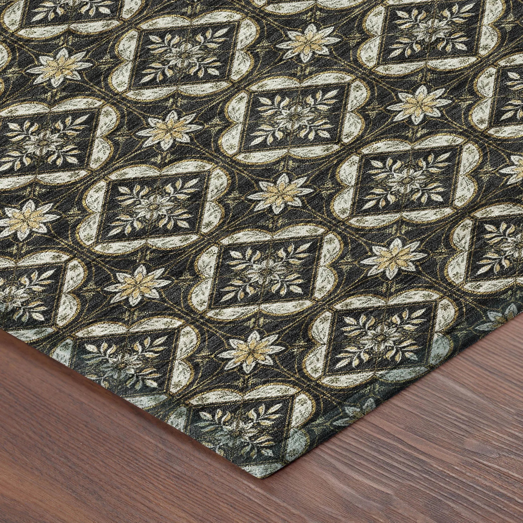 9' X 12' Black And Coffee Geometric Washable Indoor Outdoor Area Rug Homeroots Outdoor