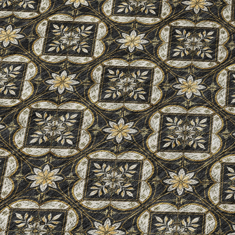 9' X 12' Black And Coffee Geometric Washable Indoor Outdoor Area Rug Homeroots Outdoor