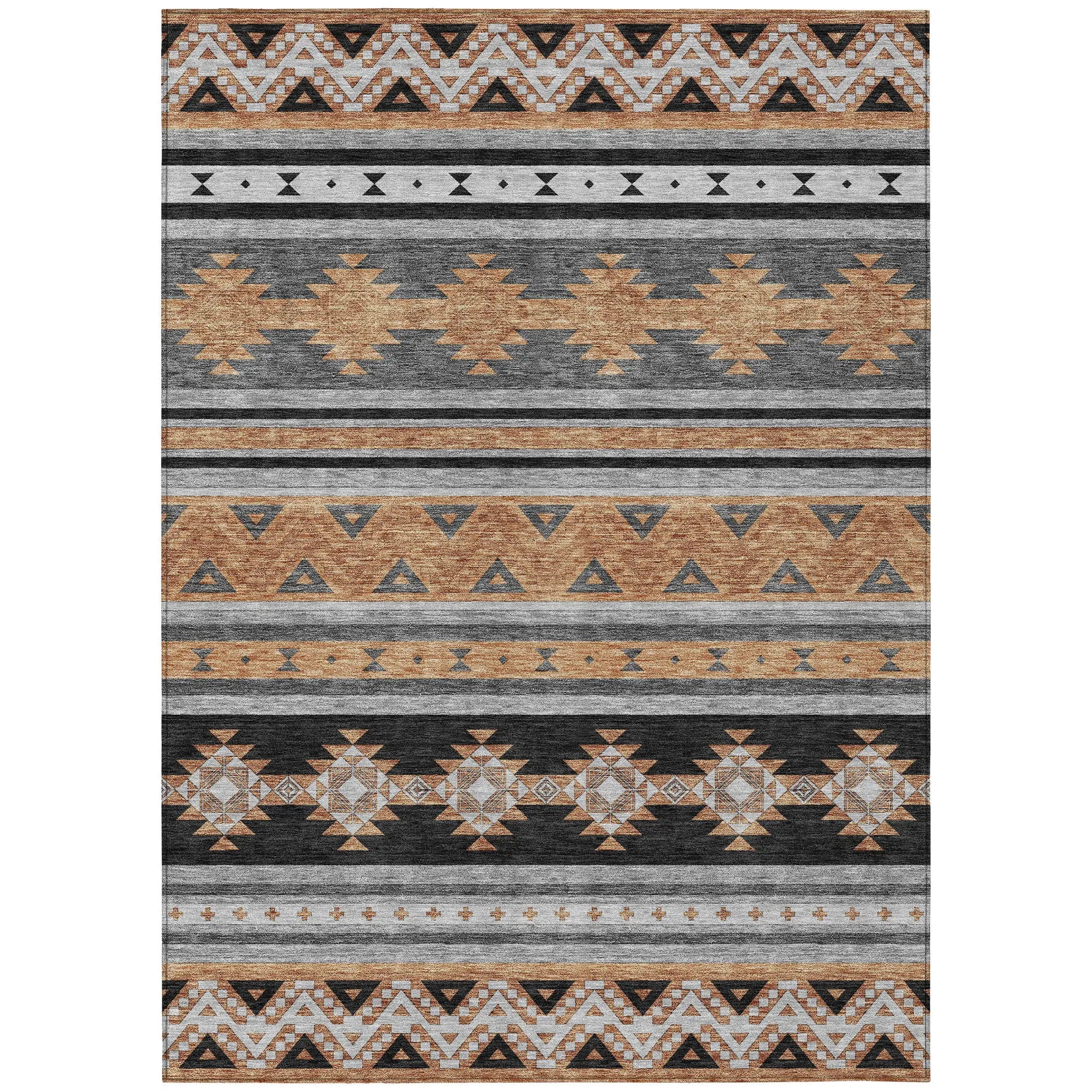 9' X 12' Black And Copper Southwestern Washable Indoor Outdoor Area Rug Homeroots Outdoor