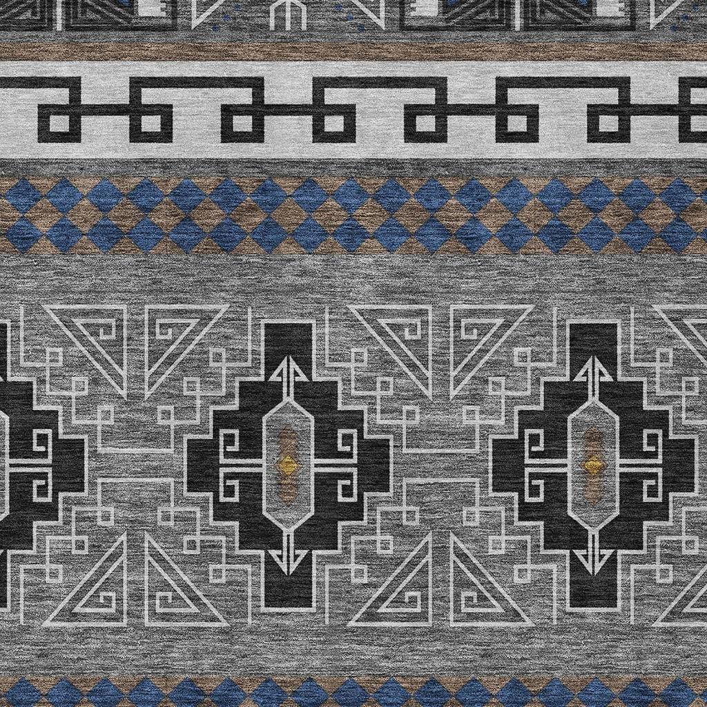 9' X 12' Black And Copper Tribal Washable Indoor Outdoor Area Rug Homeroots Outdoor