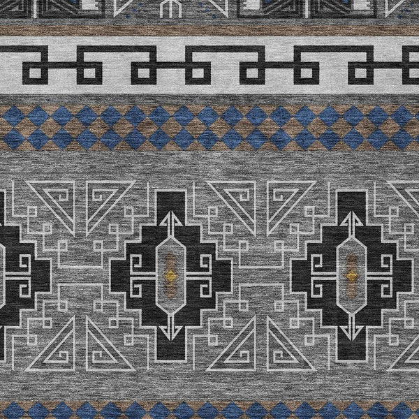 9' X 12' Black And Copper Tribal Washable Indoor Outdoor Area Rug Homeroots Outdoor