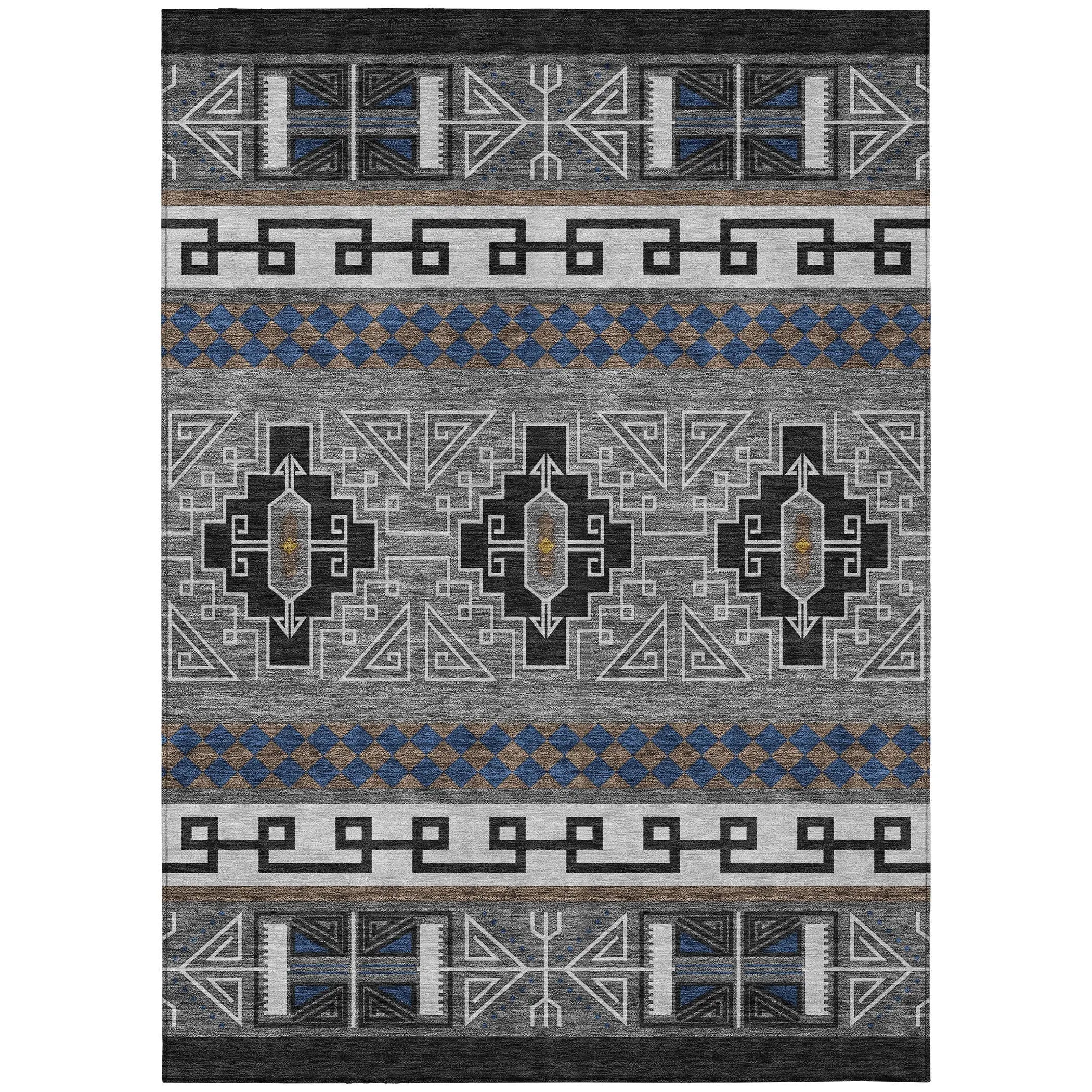 9' X 12' Black And Copper Tribal Washable Indoor Outdoor Area Rug Homeroots Outdoor