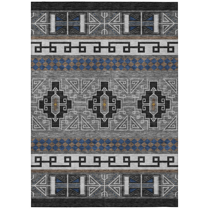9' X 12' Black And Copper Tribal Washable Indoor Outdoor Area Rug Homeroots Outdoor
