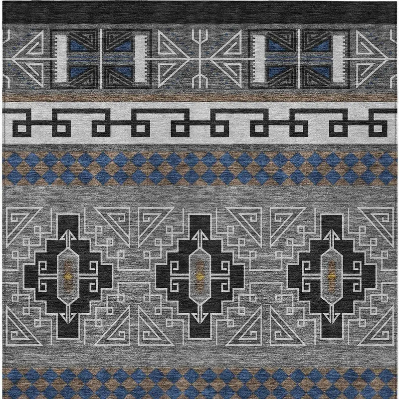 9' X 12' Black And Copper Tribal Washable Indoor Outdoor Area Rug Homeroots Outdoor