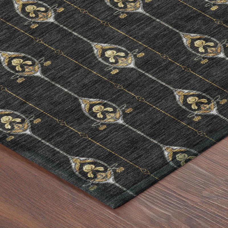 9' X 12' Black And Denim Blue Geometric Washable Indoor Outdoor Area Rug Homeroots Outdoor