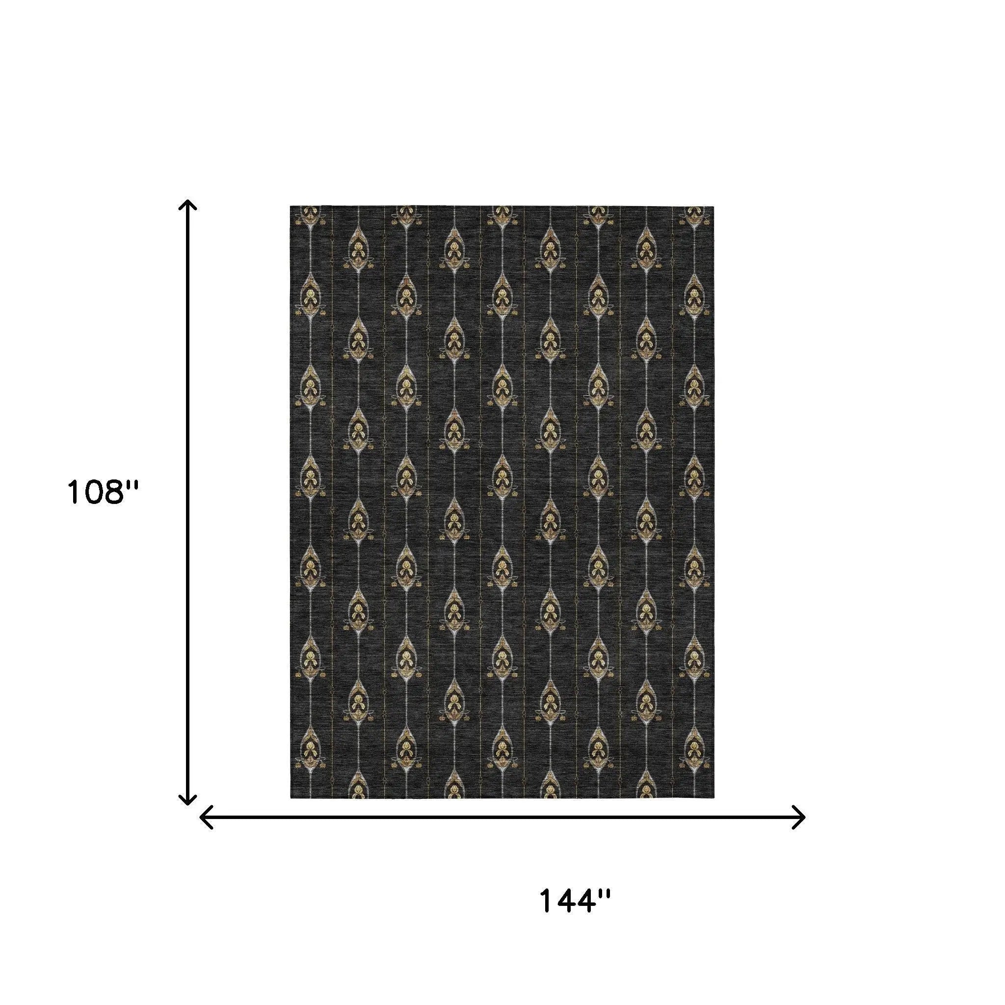9' X 12' Black And Denim Blue Geometric Washable Indoor Outdoor Area Rug Homeroots Outdoor