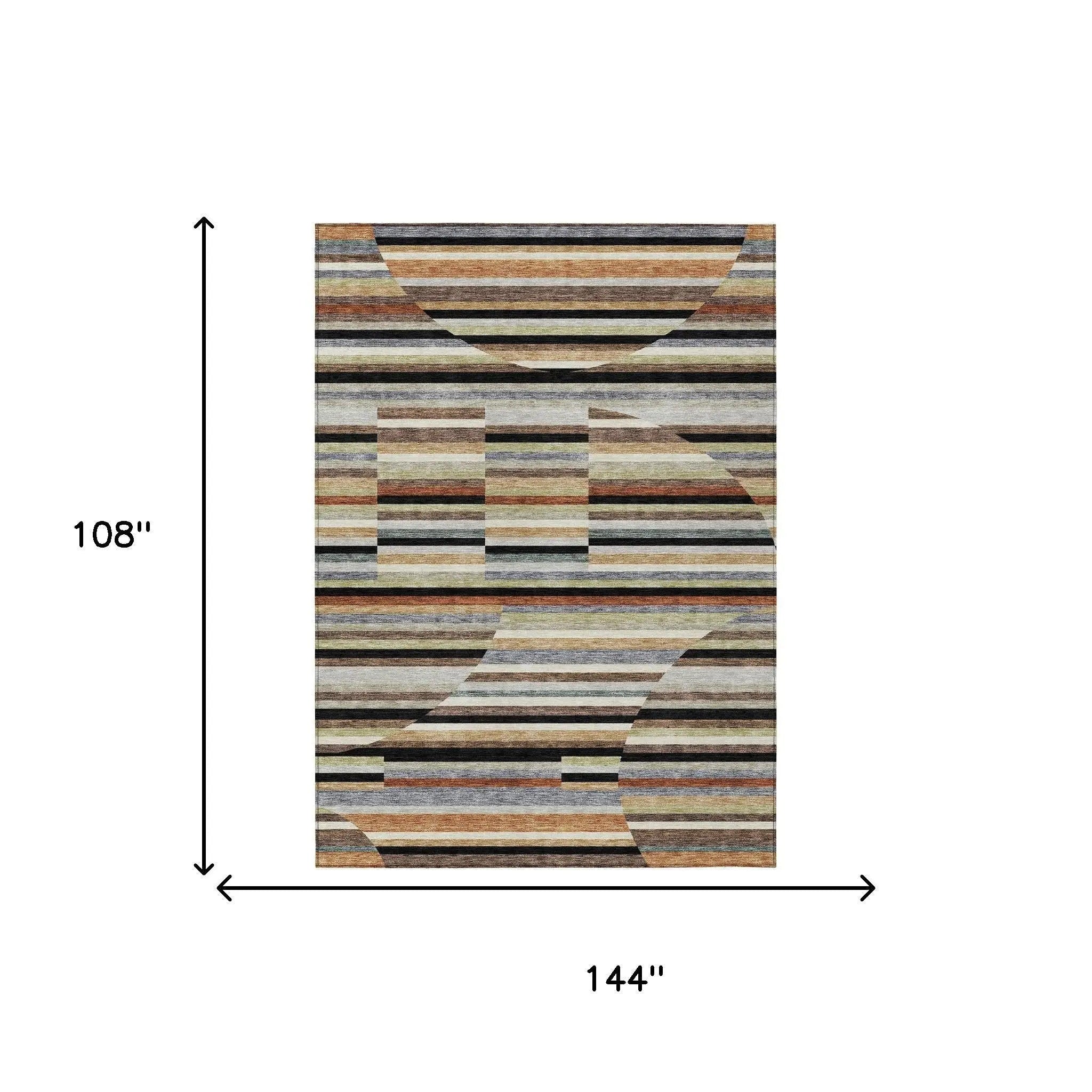 9' X 12' Black And Gold Striped Washable Indoor Outdoor Area Rug Homeroots Outdoor