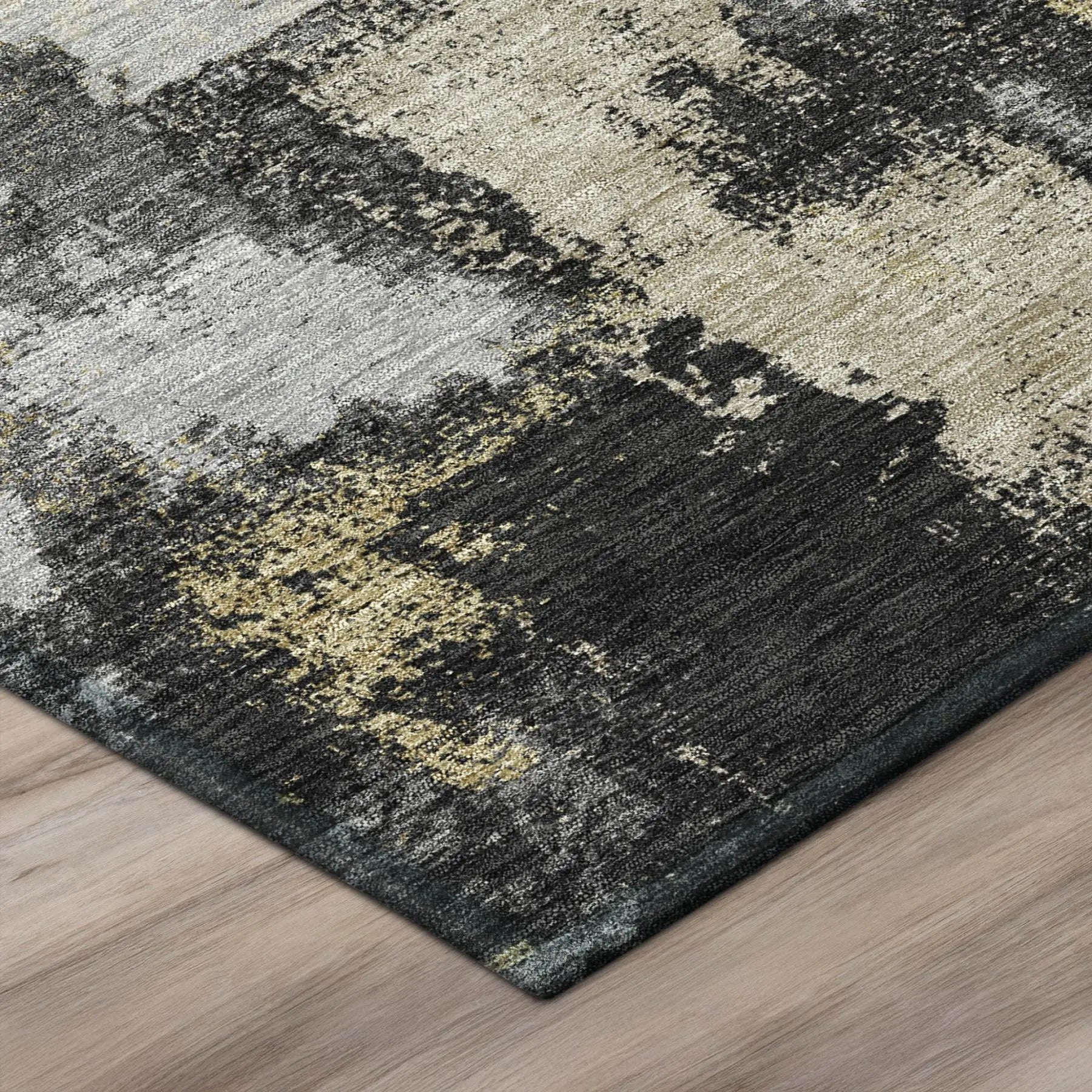 9' X 12' Black And Graphite Abstract Washable Indoor Outdoor Area Rug Homeroots Outdoor