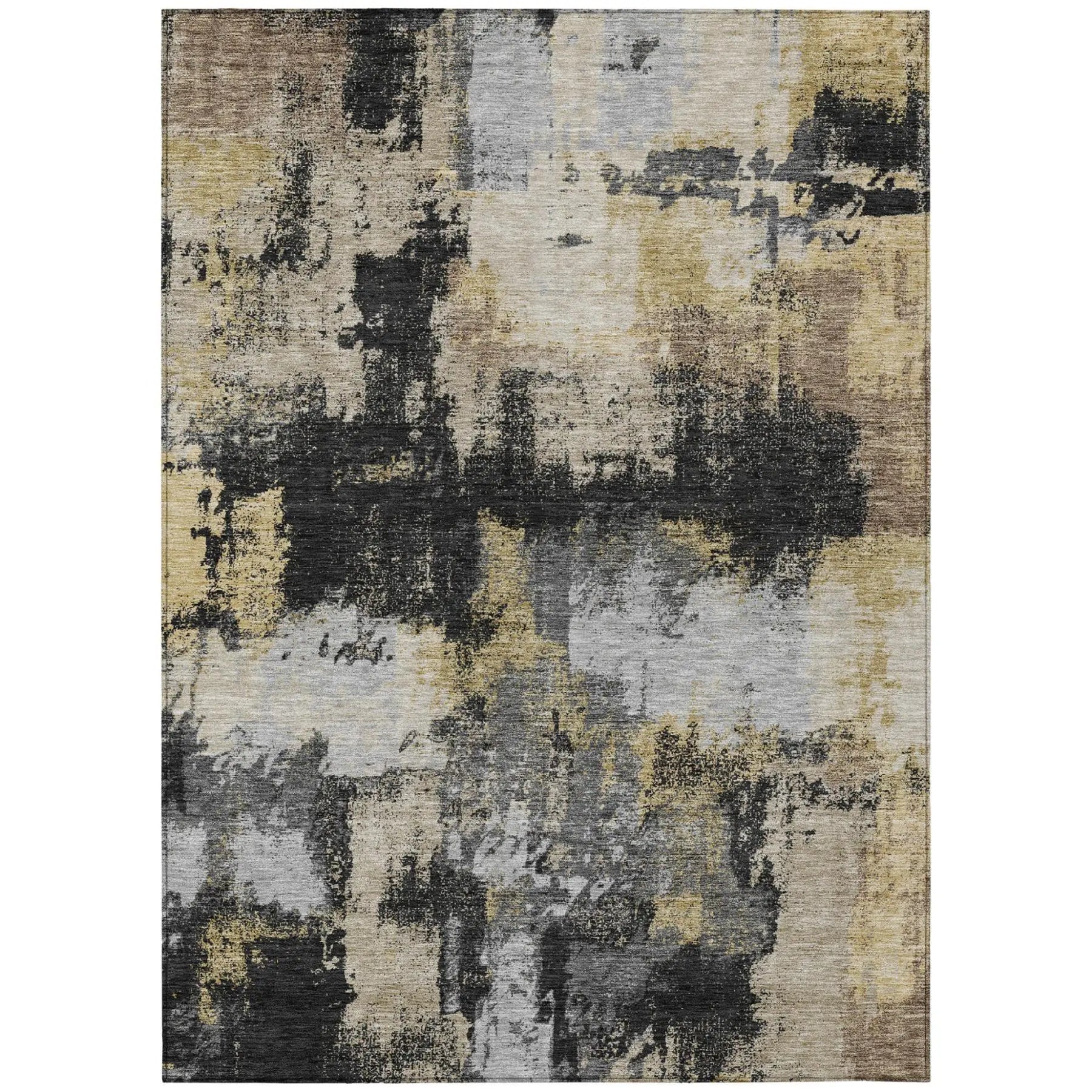 9' X 12' Black And Graphite Abstract Washable Indoor Outdoor Area Rug Homeroots Outdoor