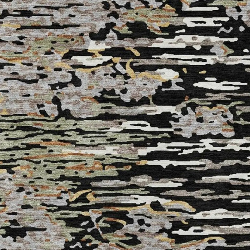 9' X 12' Black And Graphite Abstract Washable Indoor Outdoor Area Rug Homeroots Outdoor