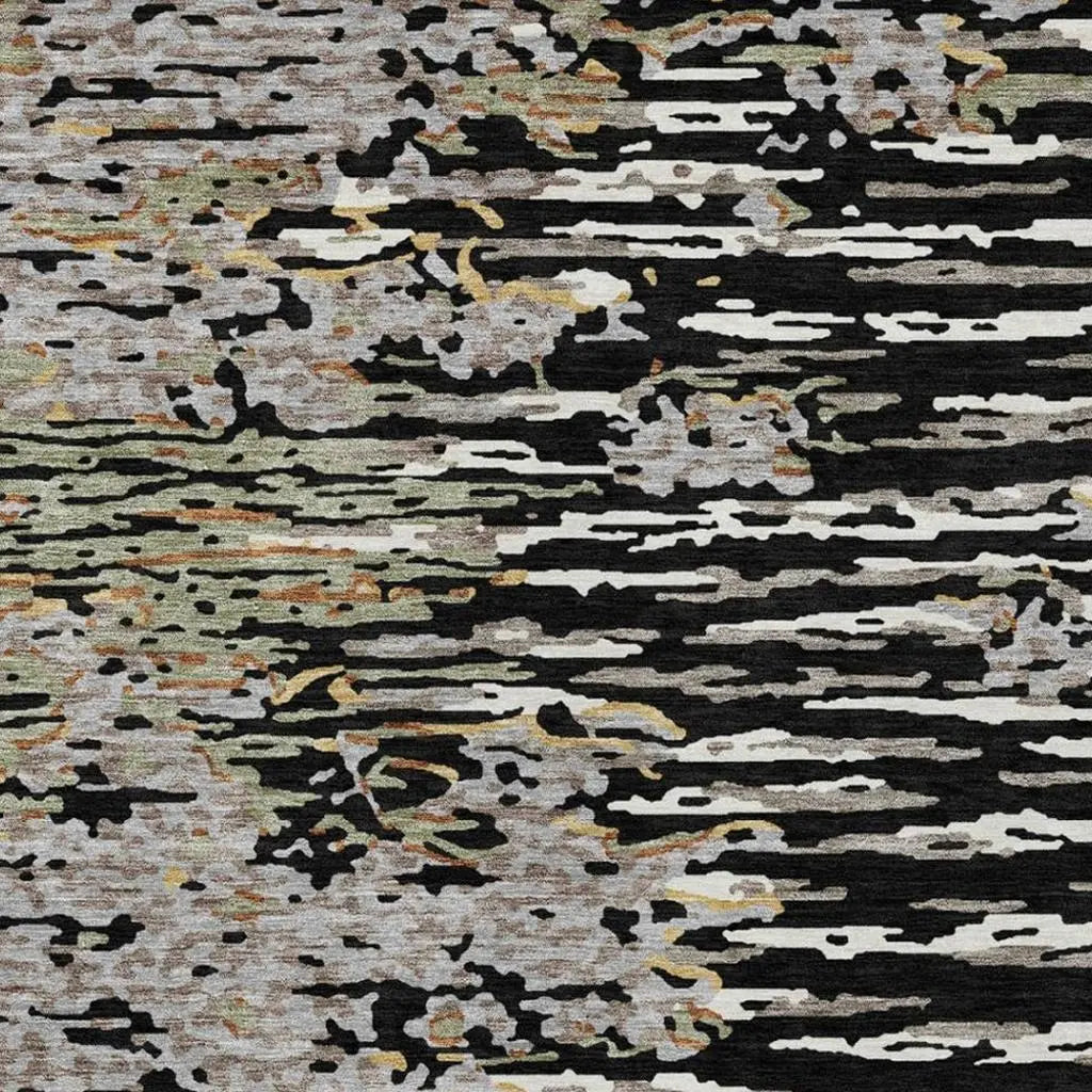 9' X 12' Black And Graphite Abstract Washable Indoor Outdoor Area Rug Homeroots Outdoor