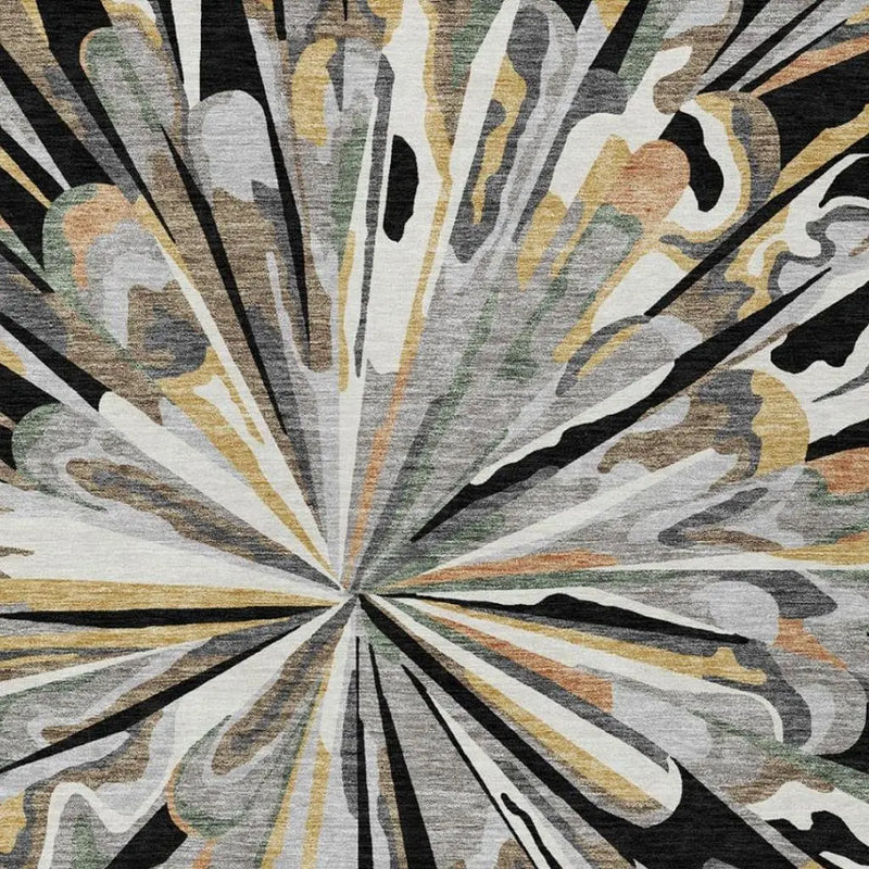 9' X 12' Black And Graphite Abstract Washable Indoor Outdoor Area Rug Homeroots Outdoor