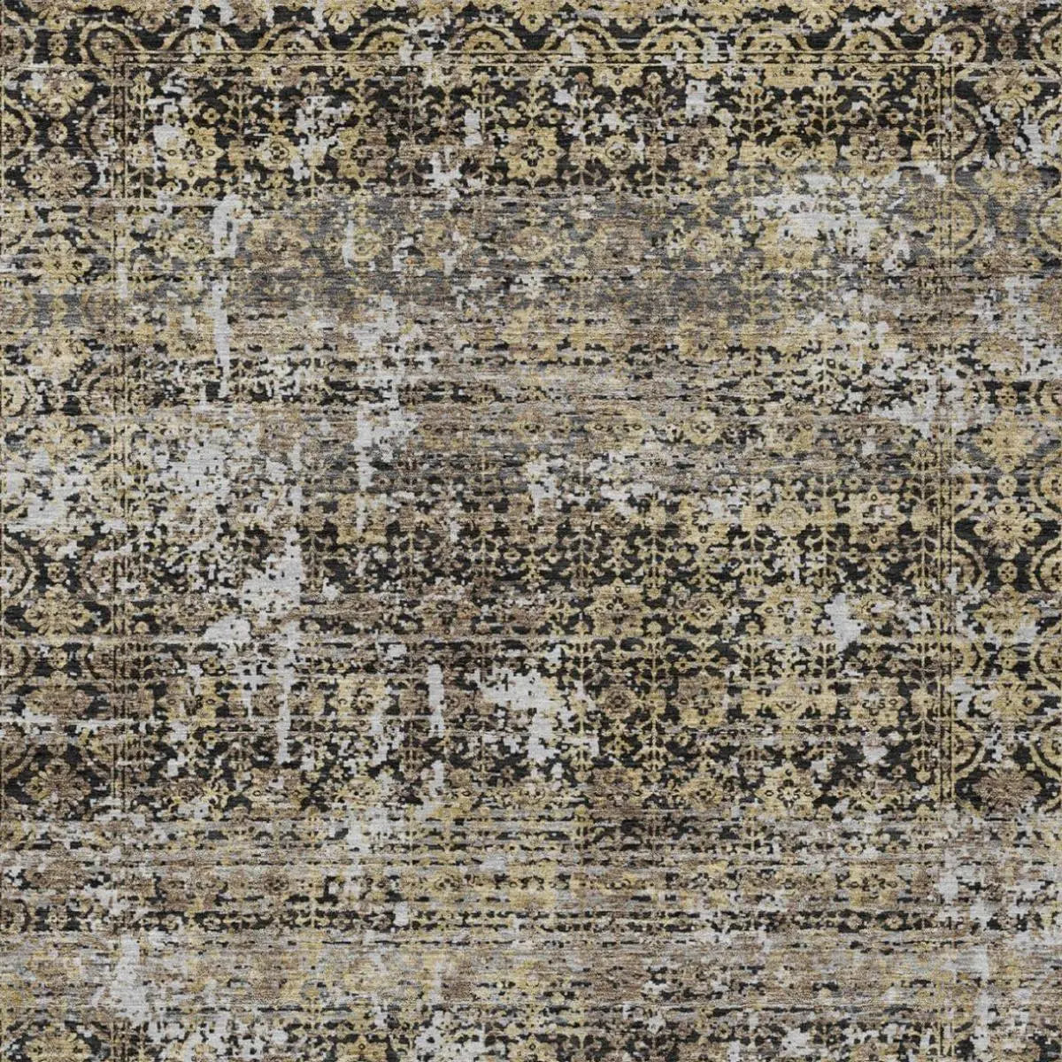 9' X 12' Black And Graphite Abstract Washable Indoor Outdoor Area Rug Homeroots Outdoor