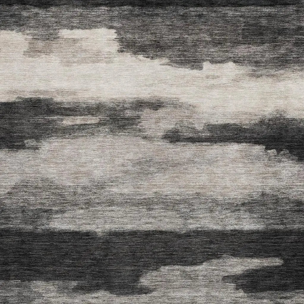 9' X 12' Black And Graphite Abstract Washable Indoor Outdoor Area Rug Homeroots Outdoor