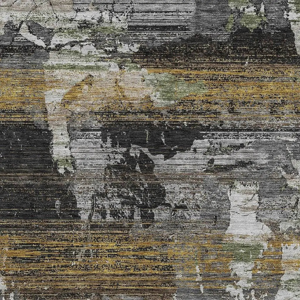 9' X 12' Black And Graphite Abstract Washable Indoor Outdoor Area Rug Homeroots Outdoor