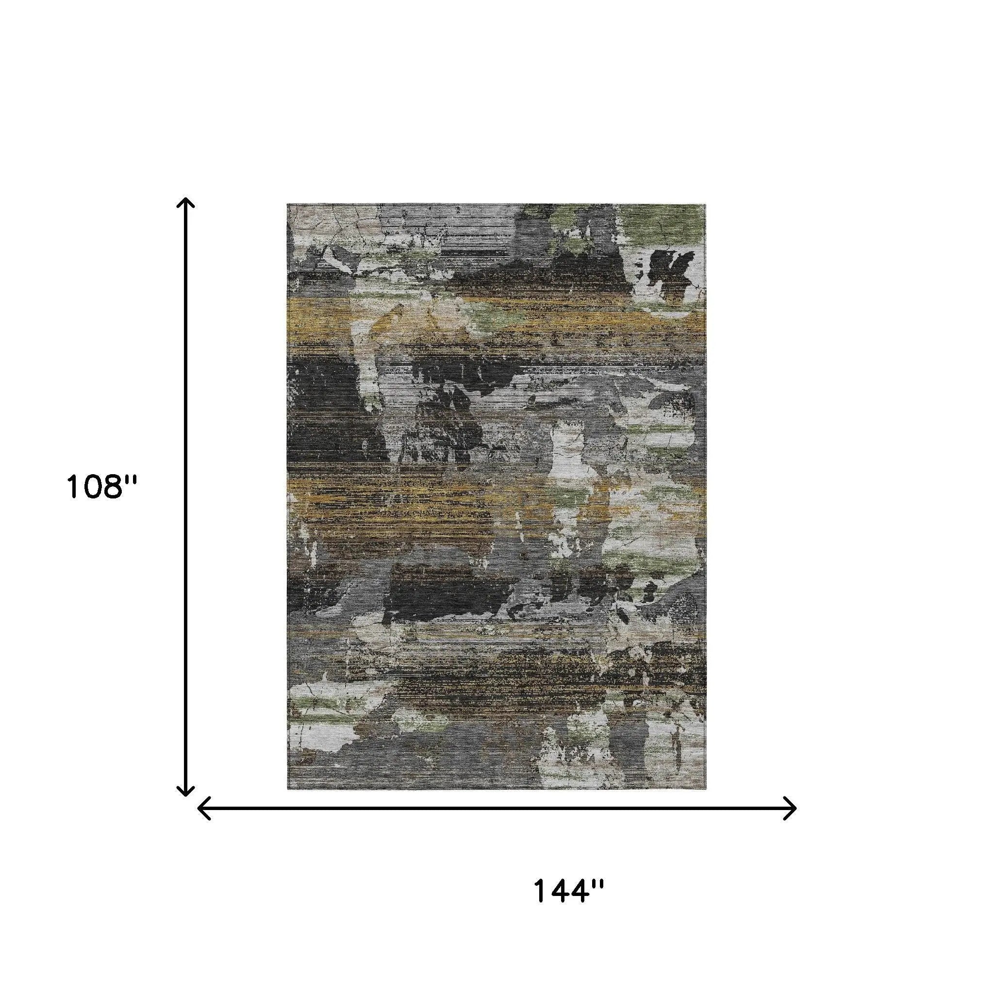 9' X 12' Black And Graphite Abstract Washable Indoor Outdoor Area Rug Homeroots Outdoor
