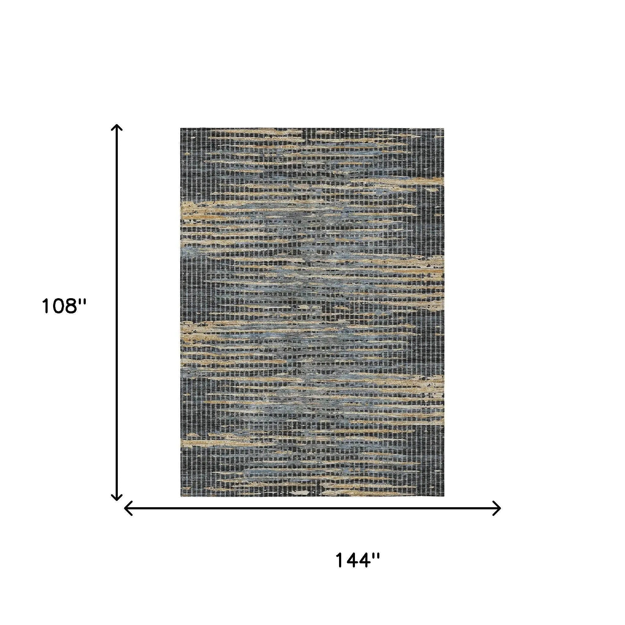 9' X 12' Black And Graphite Abstract Washable Indoor Outdoor Area Rug Homeroots Outdoor