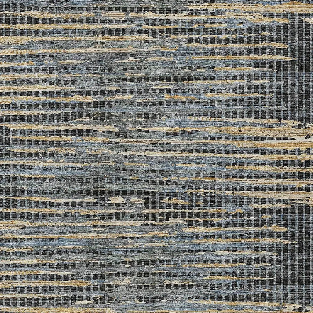 9' X 12' Black And Graphite Abstract Washable Indoor Outdoor Area Rug Homeroots Outdoor