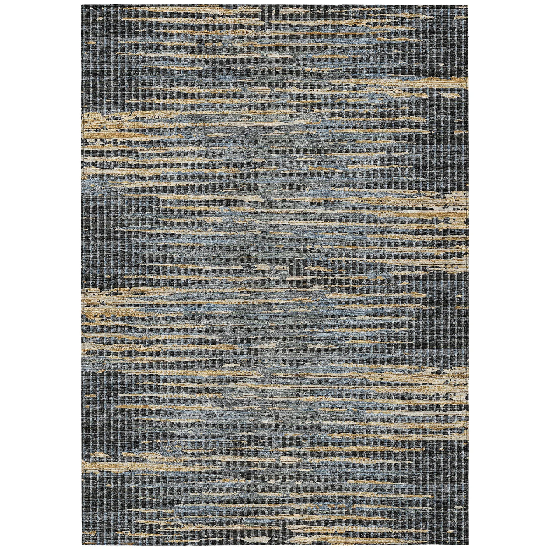 9' X 12' Black And Graphite Abstract Washable Indoor Outdoor Area Rug Homeroots Outdoor
