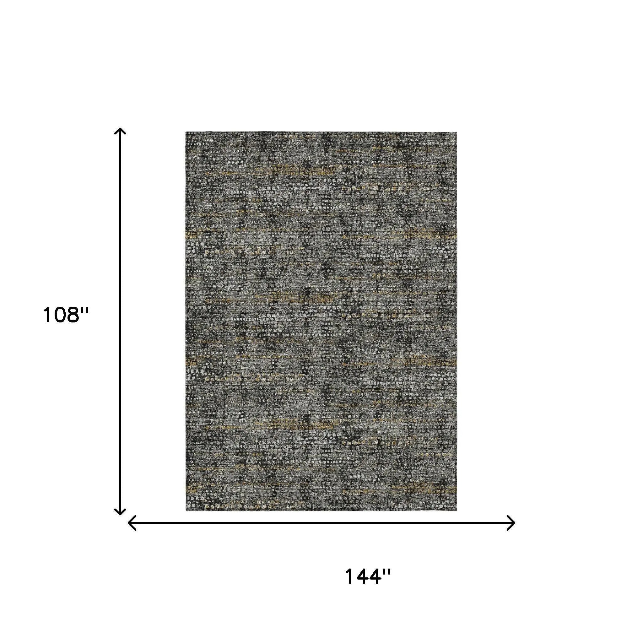 9' X 12' Black And Graphite Abstract Washable Indoor Outdoor Area Rug Homeroots Outdoor