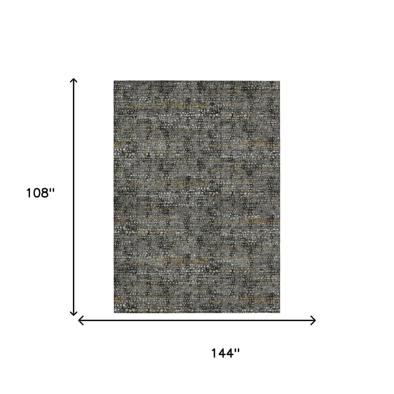 9' X 12' Black And Graphite Abstract Washable Indoor Outdoor Area Rug Homeroots Outdoor