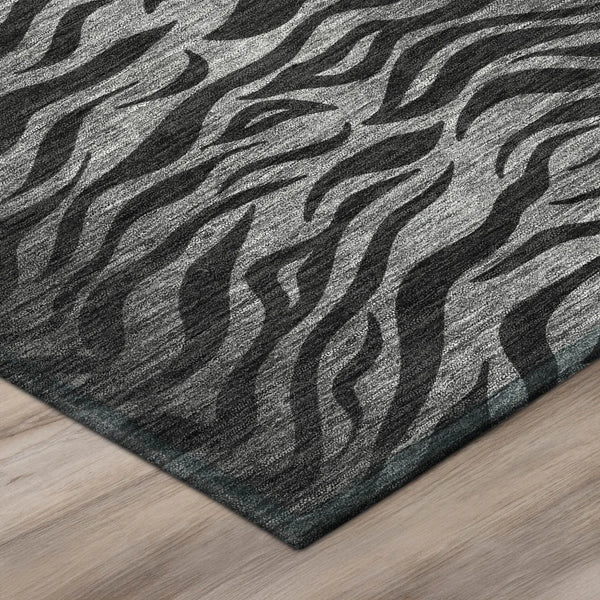 9' X 12' Black And Graphite Animal Print Washable Indoor Outdoor Area Rug Homeroots Outdoor