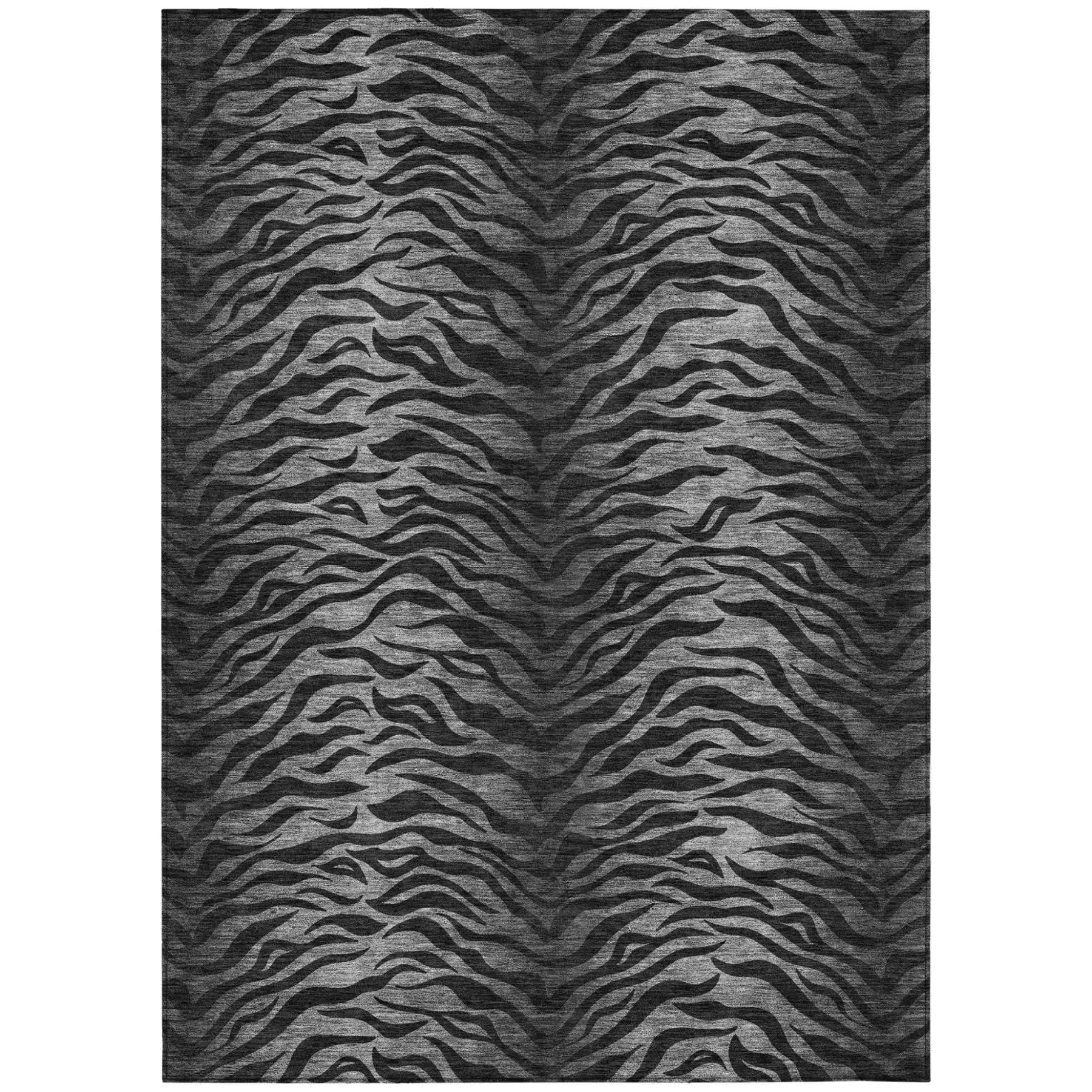 9' X 12' Black And Graphite Animal Print Washable Indoor Outdoor Area Rug Homeroots Outdoor