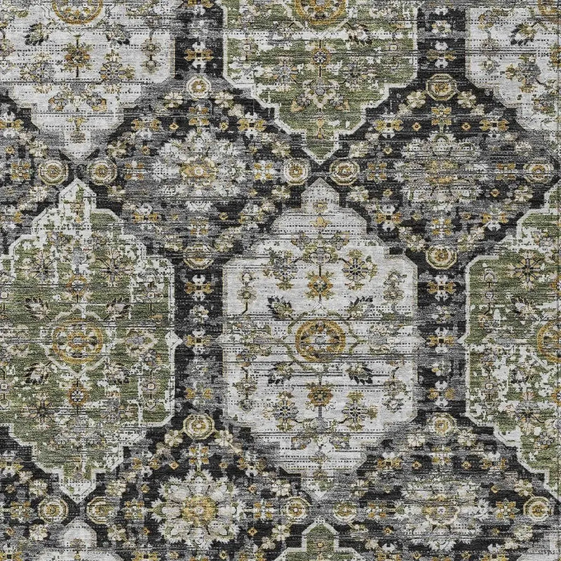 9' X 12' Black And Graphite Damask Washable Indoor Outdoor Area Rug Homeroots Outdoor