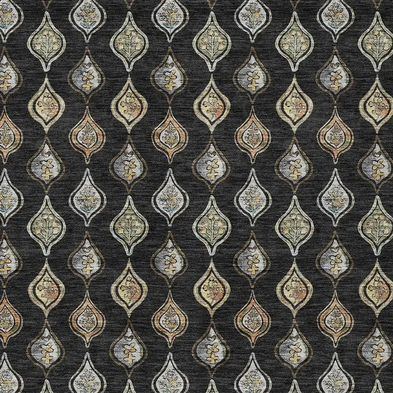 9' X 12' Black And Graphite Floral Washable Indoor Outdoor Area Rug Homeroots Outdoor