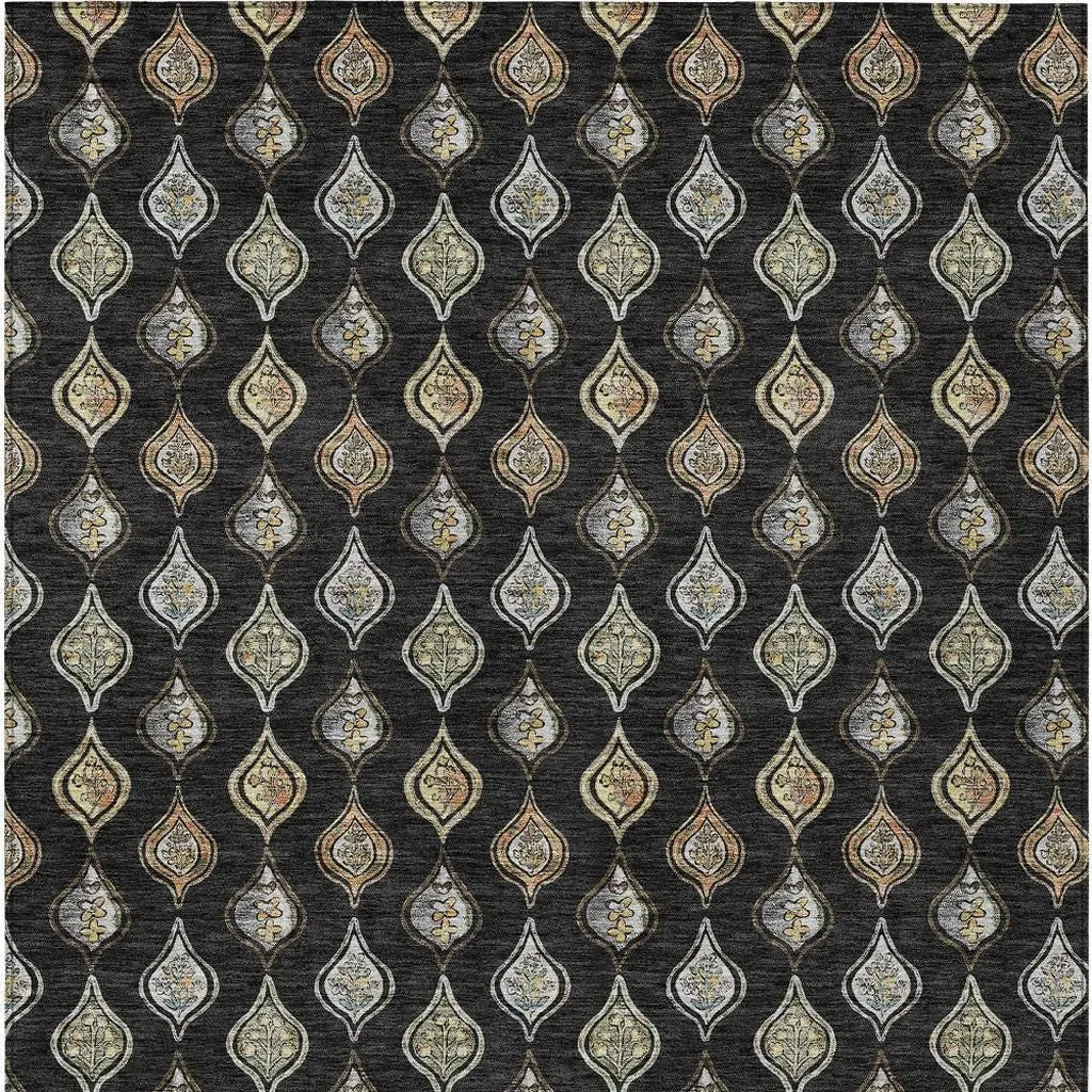 9' X 12' Black And Graphite Floral Washable Indoor Outdoor Area Rug Homeroots Outdoor
