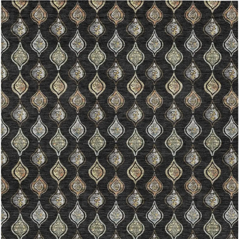 9' X 12' Black And Graphite Floral Washable Indoor Outdoor Area Rug Homeroots Outdoor