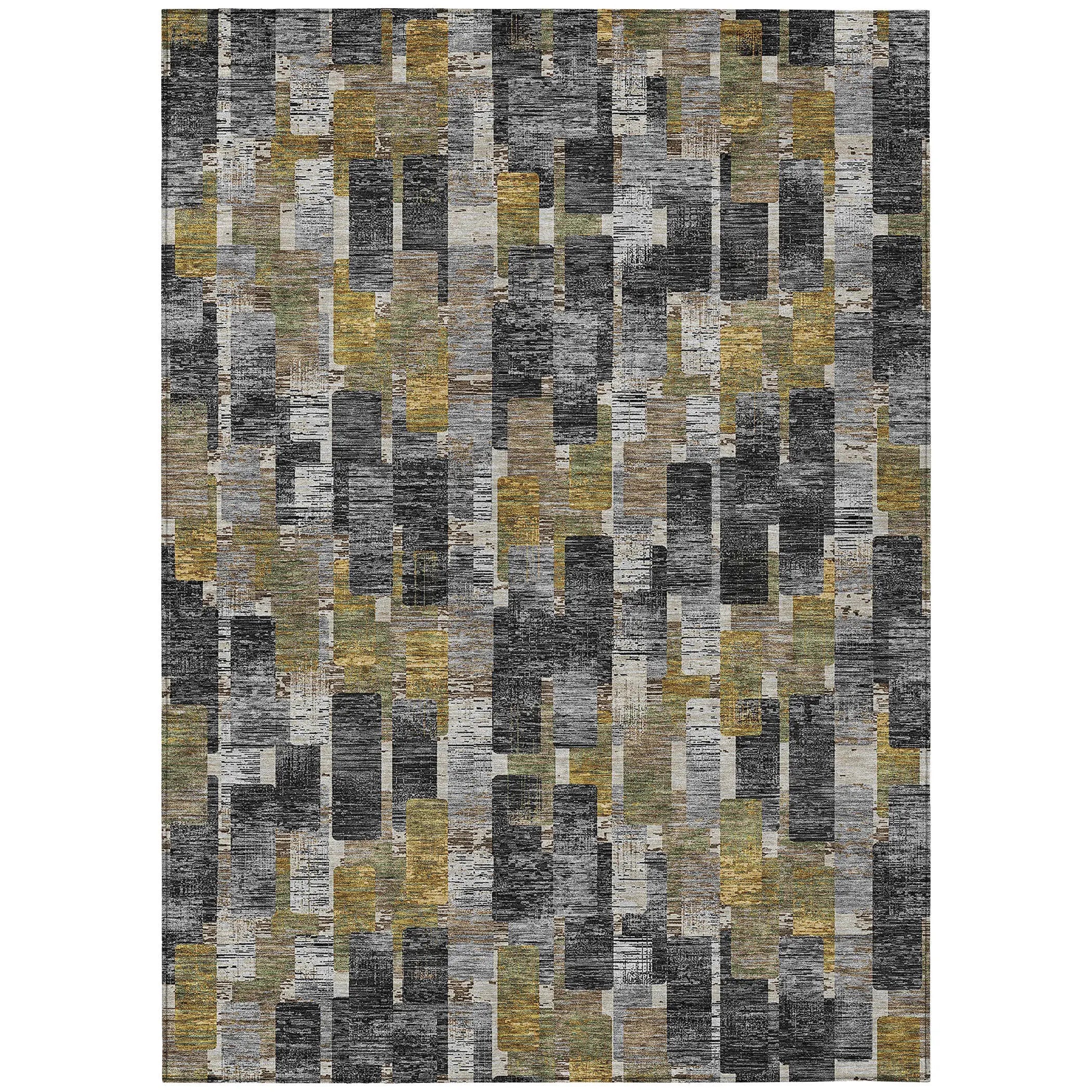 9' X 12' Black And Graphite Geometric Washable Indoor Outdoor Area Rug Homeroots Outdoor