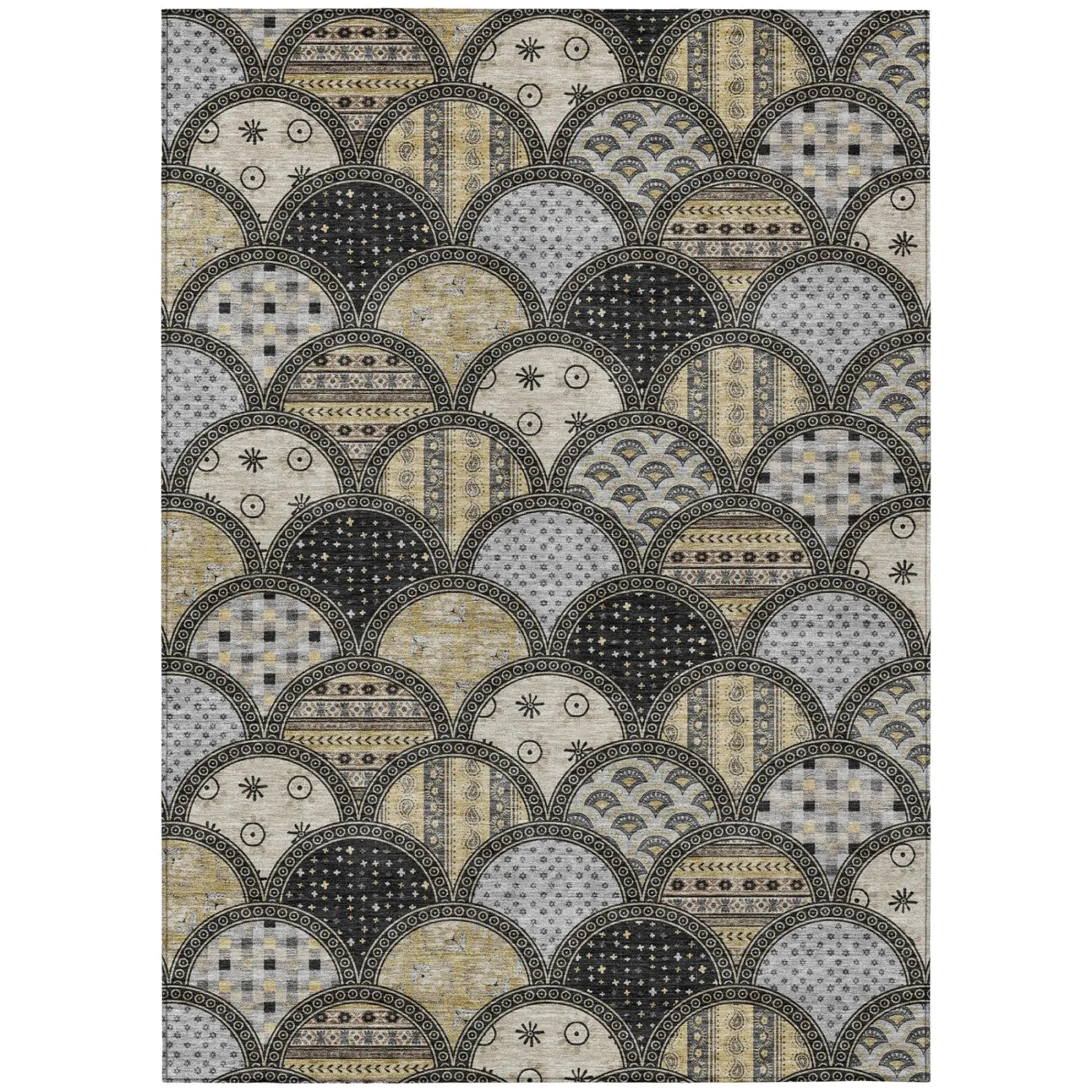 9' X 12' Black And Graphite Geometric Washable Indoor Outdoor Area Rug Homeroots Outdoor