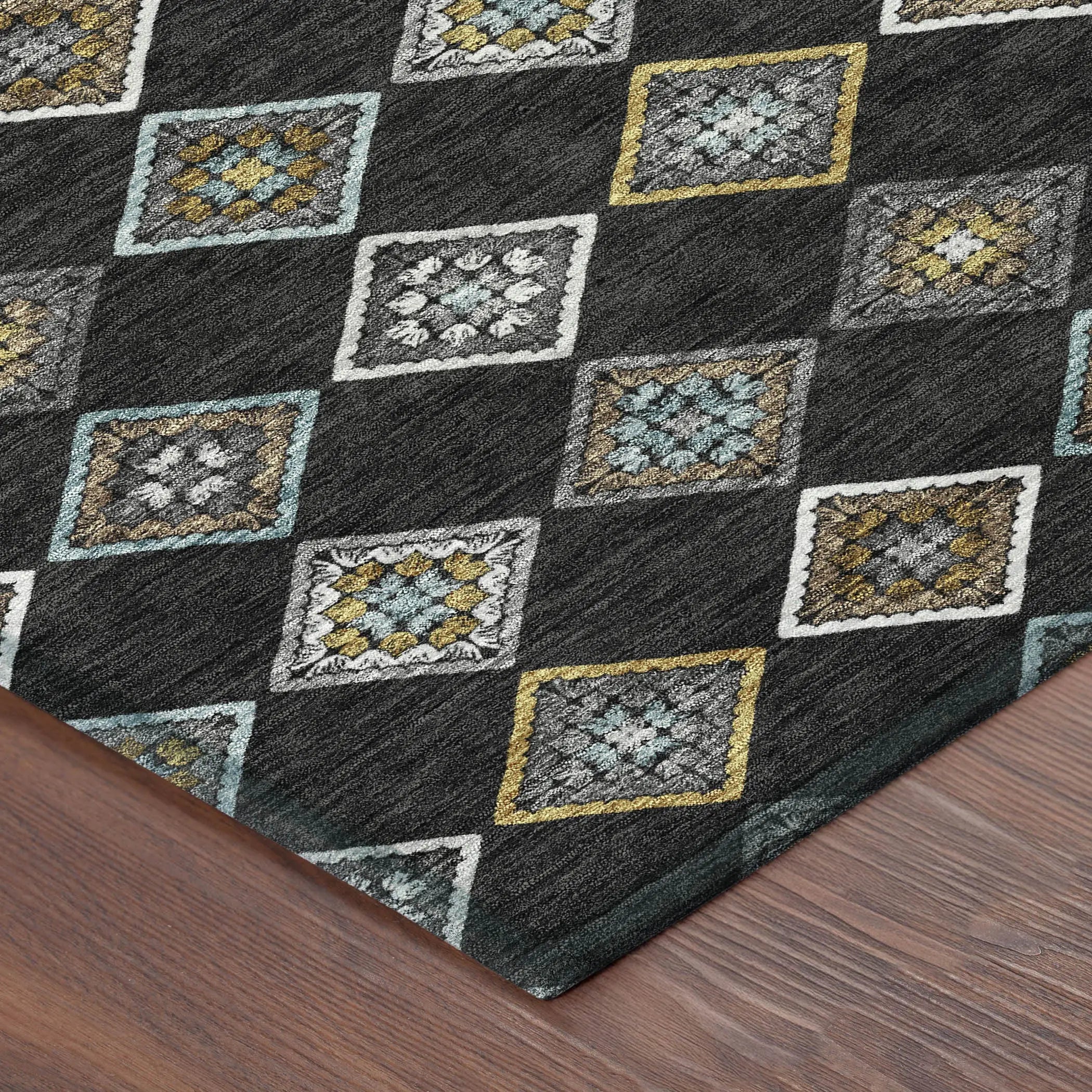 9' X 12' Black And Graphite Geometric Washable Indoor Outdoor Area Rug Homeroots Outdoor