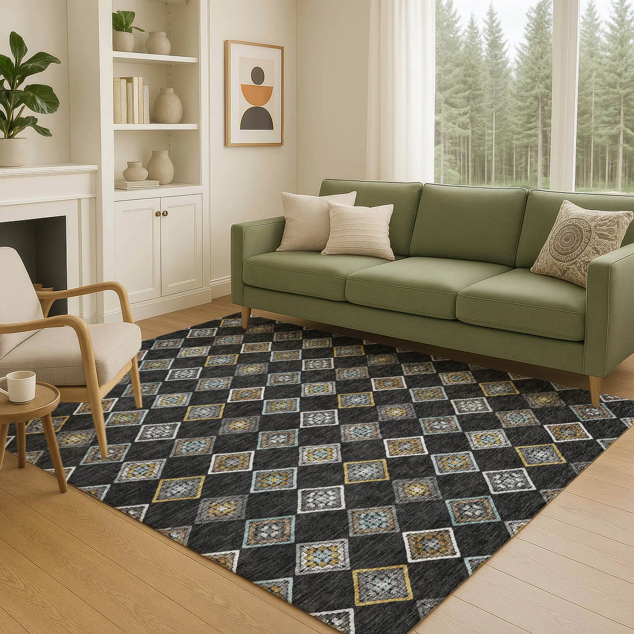 9' X 12' Black And Graphite Geometric Washable Indoor Outdoor Area Rug Homeroots Outdoor