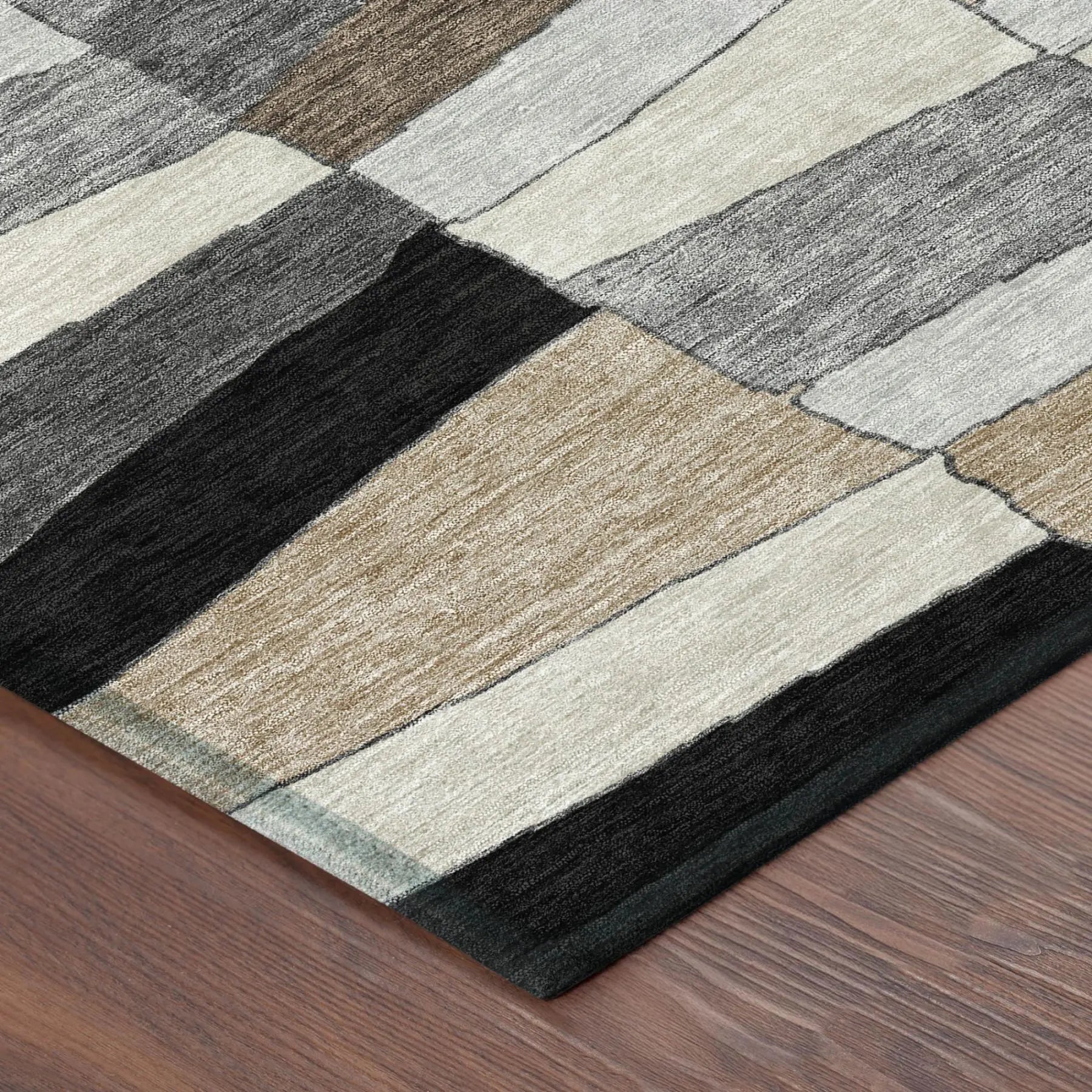 9' X 12' Black And Graphite Geometric Washable Indoor Outdoor Area Rug Homeroots Outdoor