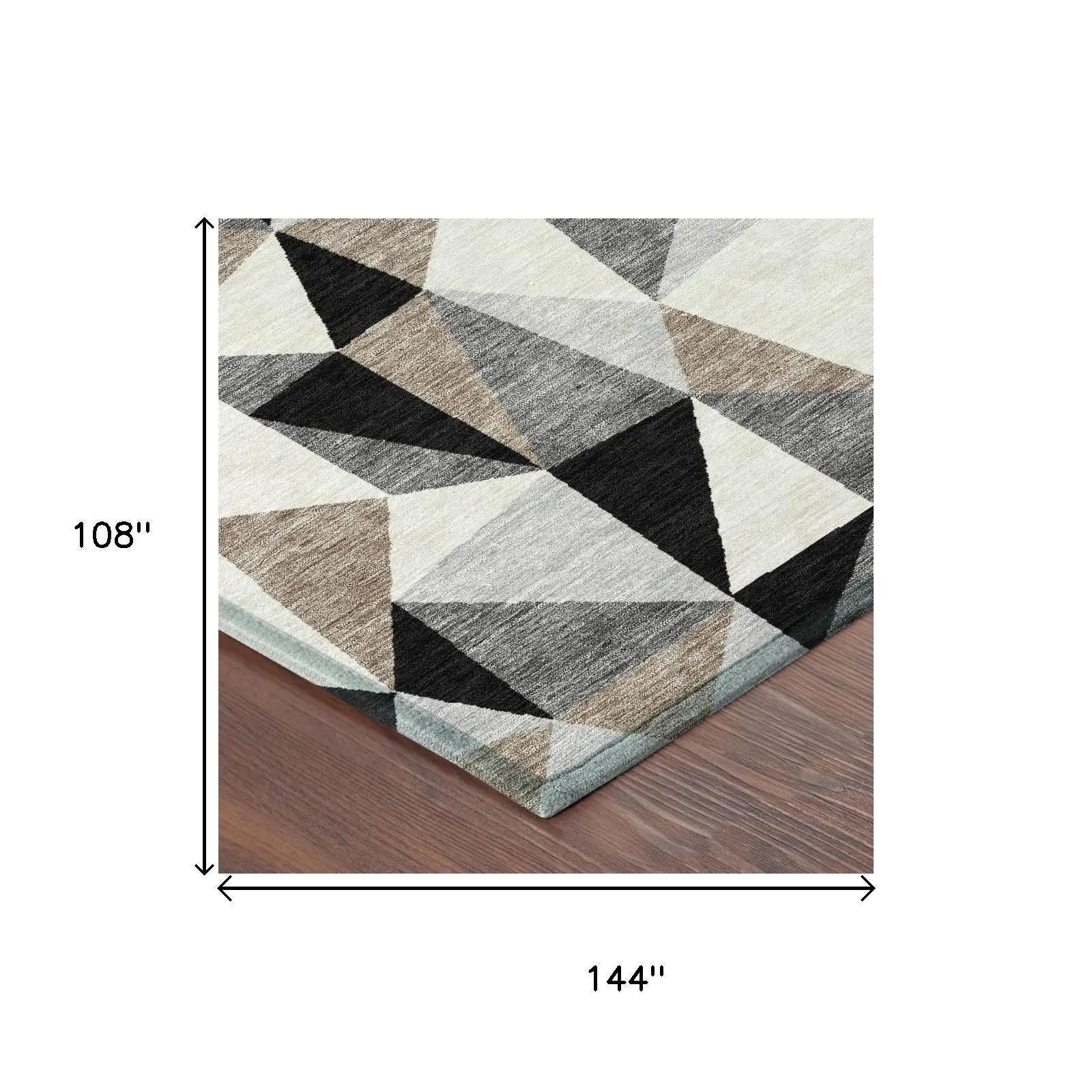 9' X 12' Black And Graphite Geometric Washable Indoor Outdoor Area Rug Homeroots Outdoor