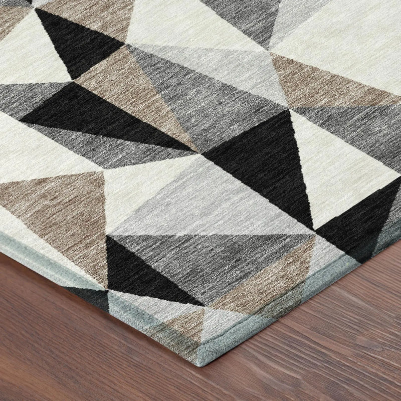 9' X 12' Black And Graphite Geometric Washable Indoor Outdoor Area Rug Homeroots Outdoor