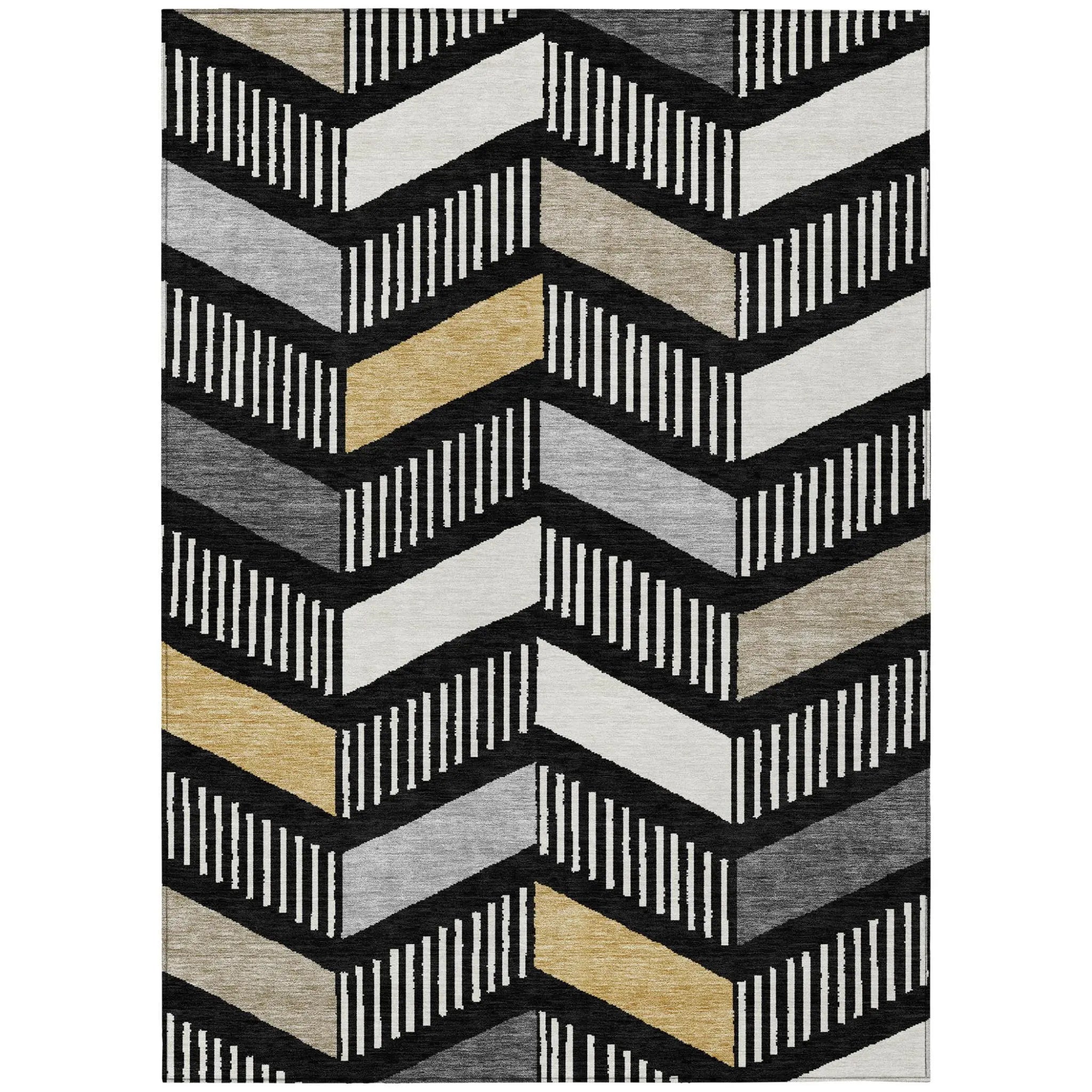 9' X 12' Black And Graphite Geometric Washable Indoor Outdoor Area Rug Homeroots Outdoor
